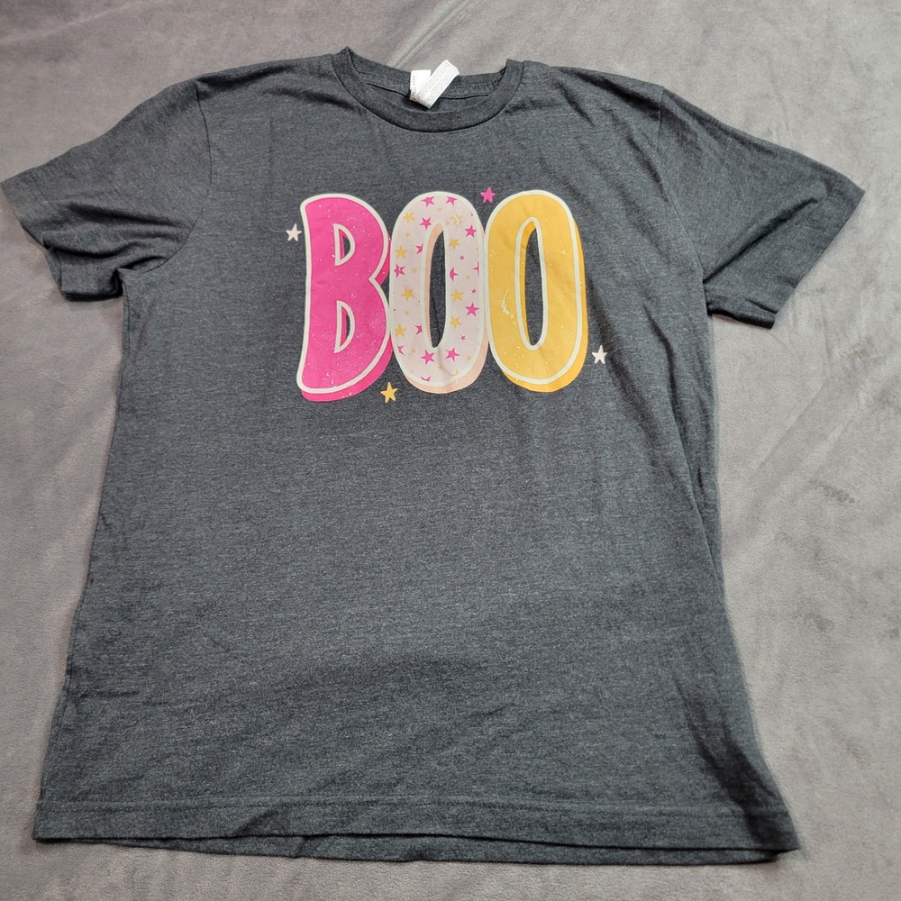 Live and‎ Tell Kids Youth XL Boo Graphic T-Shirt Charcoal Gray Halloween Stars
